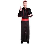Partilandia Disfraz Cardenal Hombre Sacerdote【Tallas Adulto S a L】[Talla S]【Túnica Negra y Bonete】 Disfraces Hombre Carnaval Profesiones Clérigo