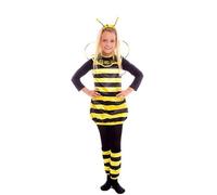 Partilandia Disfraz de Abeja negro y amarillo con alas para niña Talla de 5 a 6 años