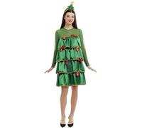 Partilandia Disfraz de Árbol de Navidad con volantes y diadema para mujer (Talla S)