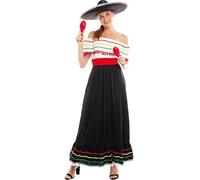 Partilandia Disfraz de Belleza Mexicana con Falda para mujer Talla L