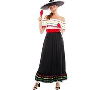 Partilandia Disfraz de Belleza Mexicana con Falda para mujer Talla M