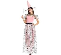 Partilandia Disfraz de Bruja Buena rosa con sombrero para mujer (Talla M)