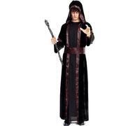 Partilandia Disfraz de Brujo oscuro con capucha y cinturón para hombre (Talla S)