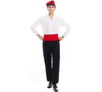 Partilandia Disfraz de Caganer blanco y negro con fajín para hombre (Talla L)