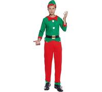 Partilandia Disfraz de Elfo de Navidad Ayudante de Papá Noel para hombre Talla L