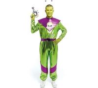 Partilandia Disfraz de Extraterrestre verde y morado para hombre Talla M