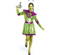 Partilandia Disfraz de Extraterrestre verde y morado para mujer Talla L