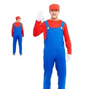 Partilandia Disfraz de Fontanero rojo con braga para hombre Talla S