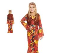 Partilandia Disfraz de Hippie floral con chaleco para niña 10 a 12 años