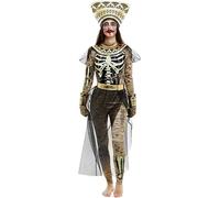 Partilandia Disfraz de Momia Faraona con tocado para mujer (Talla L)
