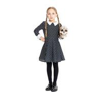 Partilandia Disfraz de Niña Siniestra estampado calavera para niña y adolescente (Talla 5-6 años)