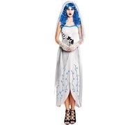 Partilandia Disfraz de Novia Cadáver adornos azules para mujer Talla M