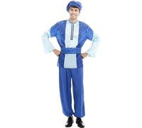 Partilandia Disfraz de Paje Rey Melchor azul con gorro para hombre (Talla S)