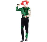 Partilandia Disfraz de Payaso Asesino verde y negro para hombre (Talla L)