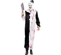 Partilandia Disfraz de Payaso Terrorífico blanco y negro para hombre (Talla M)