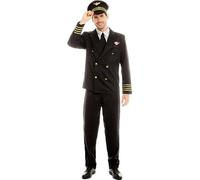 Partilandia Disfraz de Piloto Capitán de Vuelo para hombre Talla S hombre