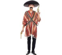 Partilandia Disfraz de Pistolero Mexicano con Poncho para hombre Talla L