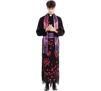 Partilandia Disfraz de Sacerdote Sangriento negro con estola para hombre (Talla XL)