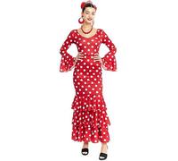 Partilandia | Disfraz de Sevillana rojo con lunares blancos para mujer (Talla XL)