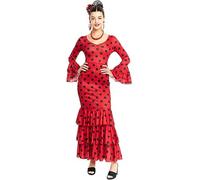 Partilandia | Disfraz de Sevillana rojo con lunares negros para mujer (Talla M)