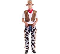 Partilandia | Disfraz de Vaquero Oeste con Zahones para hombre (Talla S)