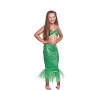Partilandia Disfraz o Kit Sirena Verde para niña: Top y Falda Talla de 4 a 6 años