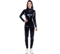 Partilandia Disfraz o Mono metálico cierre frontal negro para mujer Talla M