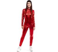Partilandia Disfraz o Mono metálico cierre frontal rojo para mujer Talla L