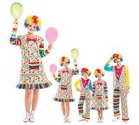 Partilandia Disfraz Payaso Mujer Clown Vestido Topos y Rayas【Tallas Adultos de S a L】[Talla S ] Disfraz Mujer Carnaval Profesiones Circo Traje Payaso Actuaciones Desfiles Festivales Teatro