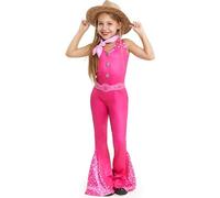 Partilandia Disfraz Rosa para niña niño Disfraz muñeca Vaquera Niñas 70s 80s Vintage Estrella Hippie Rockwear para Halloween Carnaval (3-4 años, Rosa niña)