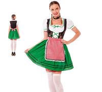 Partilandia Disfraz Tirolesa Mujer Oktoberfest Alemana【Tallas Adulto S a L】[Talla L]【Vestido con Delantal Gargantilla】 Disfraces Mujer Carnaval Mundo Nacionalidades