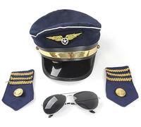 Partilandia Kit de Piloto Aéreo: Gorra, Gafas y Insignias hombros