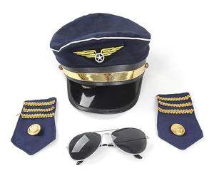 Partilandia Kit de Piloto Aéreo: Gorra, Gafas y Insignias hombros