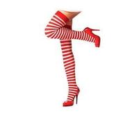 PARTILANDIA Medias A Rayas Blancas y Rojas Adulto Unisex-Adultos 40 DEN Opacas Tights Talla Única