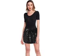 Partilandia Minifalda de Lentejuelas Negra para mujer (Talla L)