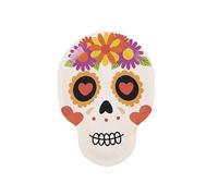 Partilandia Pack de 6 Platos Calavera de papel de 18x25 cm
