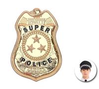 Partilandia | Placa de Policía Súper Police de metal dorada (Talla Única)