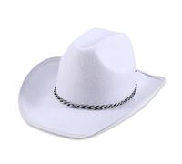 Partilandia | Sombrero de Vaquero blanco cordón negro adulto (Talla Única)