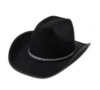 Partilandia | Sombrero de Vaquero negro con cordón gris adulto (Talla Única)