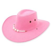 Partilandia | Sombrero de Vaquero rosa con Abalorios adulto (Talla Única)