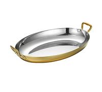 Partita de paella española de acero inoxidable ovalado, 4 tamaños de paella española de paella sin barra sin recubrimiento de cocineros de mariscos con mango dual para casas o restaurantes, 30 cm,