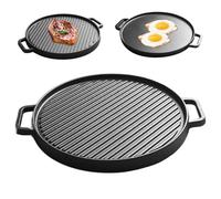 Partita de plancha de hierro fundido 11.8 DIA Diebre de doble cara Grilla Grilla de recubrimiento Griddle placa de plancha de barbaco