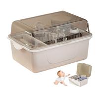 Partita de secado de botellas, estante de secado de biberón con tapa de la tapa Polvo de la botella del bebé con la bandeja de desagüe que ahorra un estante de secado de botellas reutilizable para el