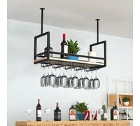 Partita de vaso de vaso de techo estante de vino colgante con soporte de vidrio, soporte creativo de botella de vino flotante Estante de decoración de techo para cocina del restaurante del bar, con