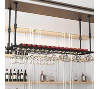 Partita de vidrio de vino colgante, rejilla de almacenamiento montada en la pared del techo, estante de botella de vino de altura ajustable, una unidad de barra flotante (rojo 120x30 cm) interesting