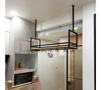 Partita de vino colgante para decoración de la pared, bastidores de botellas de vino de techo de metal, soporte de almacenamiento de vino de exhibición moderno con percha de vástago, cocina, barra de