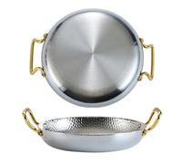 Partita para paella española de 4 tamaños, software de cocina sin palanca de martillo martillado a mano con manijas duales remachadas para casas o restaurantes, saltefrypan de oro rosa/plata/24 cm