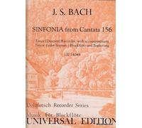 Partitions clásico Universal Edition Bach J.S. - Sinfonia from Cantata 156 Ich steh mit einem Fuss im Grabe - Tenor Recorder (Descant R - Flauta dulce