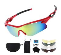 Partuto 1 Par De Gafas De Motociclismo PC Tri-Acetato Celulosa PC Gafas De Sol Para Deportes Al Aire Libre Para Motocross Moto De Tierra ATV Lentes Rojo Plateado Marco Rojo Negro
