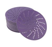 Partuto 50 Uds 5 Pulgadas 500 Grit Discos De Lijado Universal Discos De Lijado Redondos Con Gancho Y Lazo Película De Poliéster Morado